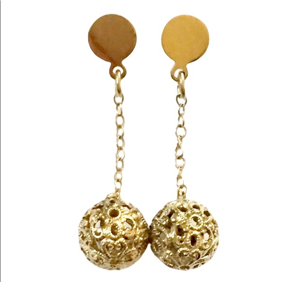 WELLS GOLD Filled Filigree Dangle Earrings - Picture 1 of 3